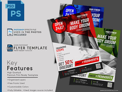 Fitness Promotional Free Psd Flyer Template diet fitness flyer gym plan promotion psd template