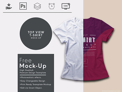 Top View Free T Shirt Mock Up Template free mock up mockup photohsop presentation psd t shirt tshirt