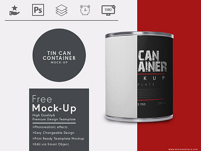 Tin Container Packaging Free Mock Up box container free mock up mockup psd template tin