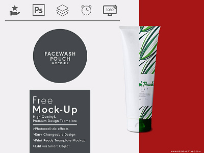Facewash Pouch Free Mock Up cosmetic face wash free mock up mockup packaging stand up tube