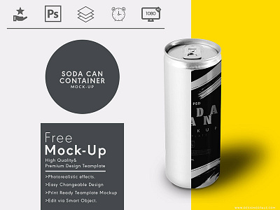 Soda Tin Container Mcokup bottle label mock mock up psd soda