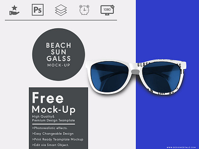 Beach Sun Glass Top View Free Psd Mock Up free glass mockup psd spectacle sun template