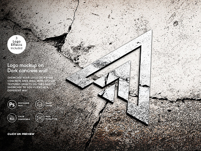 Logo Mockup On Textured Dark Concrete Wall logo mock up mockup pattern psd template