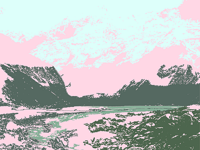 Day 105 👉 Landscape illustration landscape layout pink poster type