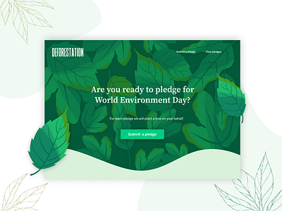 Concept design for World Environment Day environment green leaf pledge tree ui ui design web web design