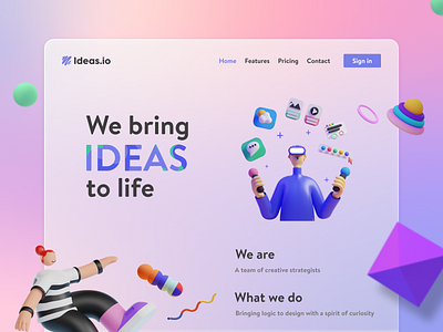 Concept design for design agency 3d 3d design 3d landing page design agency design agency landing page glass glass effect glass effect landing page landing page purple ui design ux web web design