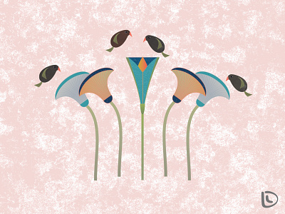 Birds Hovering over Flowers 1 | "Remastered" birds colorful design flowers illustration pink poster print romantic summer vector