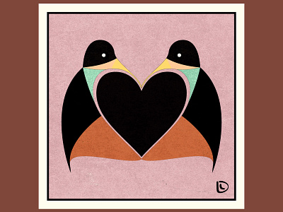 Kissing Birds 1 birds colorful design illustration poster print vector
