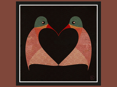 Kissing Birds 2 birds colorful design illustration poster print summer vector