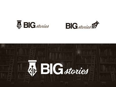 BIG stories Logo Concept brand-identity branding design dribbbble flat graphic graphic art illustration logo pen pen logo pencil photoshop story storyteller typography vector web
