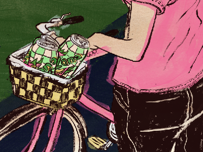 Ice Tea + Biking advertising illustration