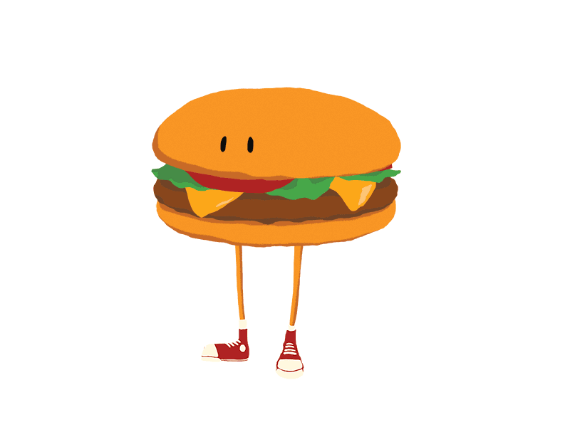 Burger Boi 360 2d animation character design gif illustration motion design