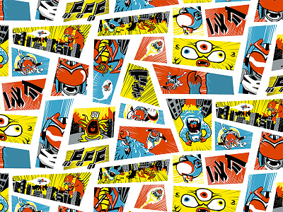 kaiju print childrens apparel childrens media illustration kaiju seamless repeat textile wallpaper
