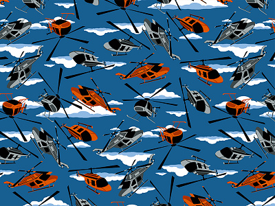 helicopter print childrens apparel explosions illustration seamless repeat sharks textile wallpaper