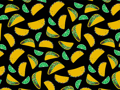 Taco Print childrens apparel illustration seamless repeat tacos textile wallpaper