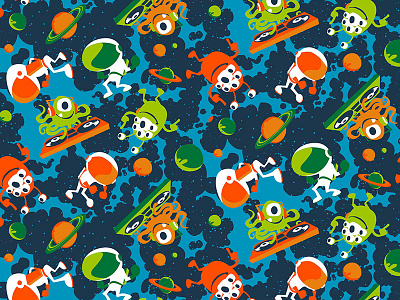 Space Party childrens apparel cute seamless repeat textile wallpaper