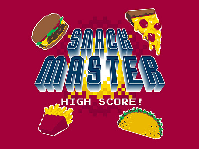 Snack Master 8 bit design illustration t shirt graphic typography