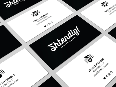Shtendig Brand Identity business cards design logomark logotype musical note typography