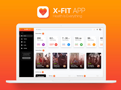 Web App : X-Fit dashboard fitness healthcare app material design web app web app design x fit app