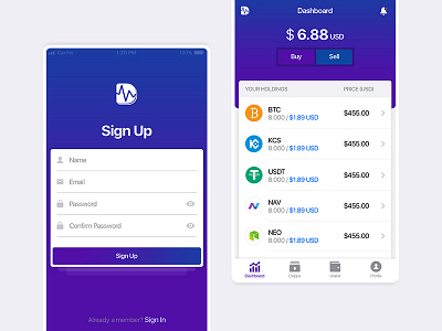 Crypto Wallet - Darvin block chain crypto crypto currency crypto wallet mobile app user interface wallet wallet app