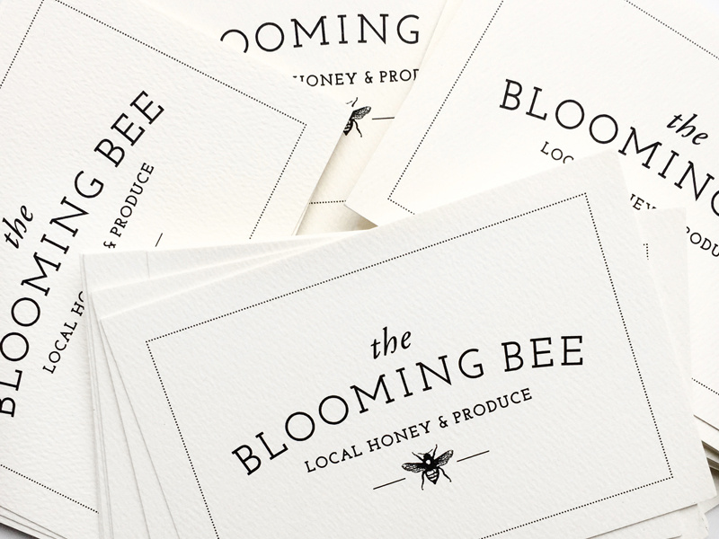 The Blooming Bee Logo bees bee produce stationery local honey homestead modern farm branding logo
