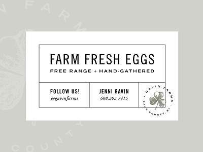Gavin Farms Egg Punch Card badge business card clover farm farm brand farm logo fresh eggs punch card shamrock wisconsin
