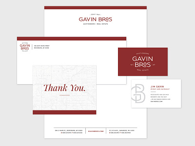 Gavin Bros. Auctioneers | Real Estate agriculture auctioneer brand business card letterhead logo notecard real estate real estate logo stationery