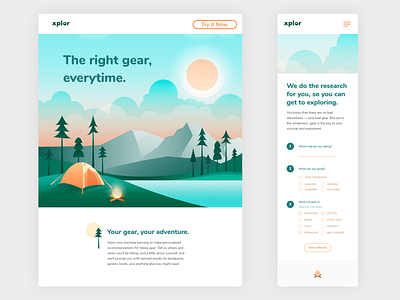 Illustration & UI Concept // xplor adobe xd camping color scheme colorful colourful design form google fonts illustration layout nature nunito outdoor advertising outdoors texture ui ui design ui designer vector art vector artwork