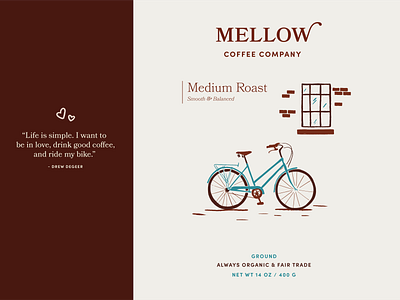 Mellow Coffee Company bicycle bikes bookmania brand identity branding branding concept coffee illustration sofia vintage whimsical