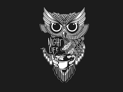 Owl coffee designer life logo night owl vector work
