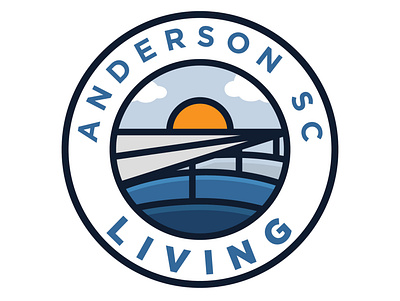 Anderson SC Living Logo badge design bridge logo logodesign sun water