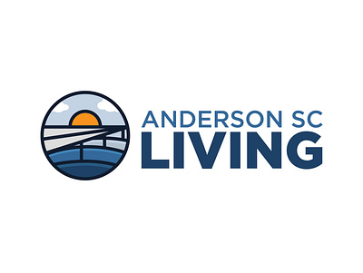 Anderson SC Living Logo bridge design logo design sun water