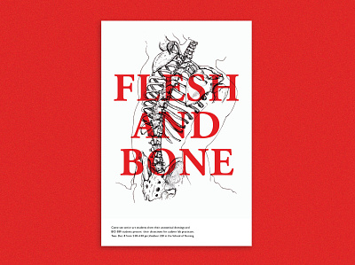 Flesh and Bone Poster advertisement anatomy body bone event event flyer event poster flesh illustration illustrator line art minimal overlay poster art poster design red ribs skeleton