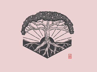 Giving Tree design etch illustration tattoo tree