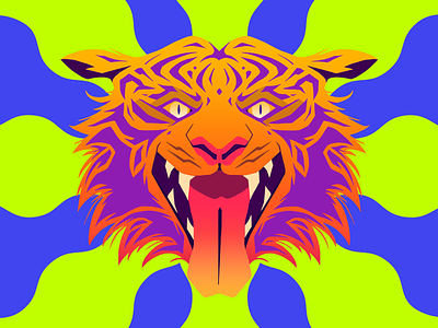 Tiger acid art color eye illustration shape