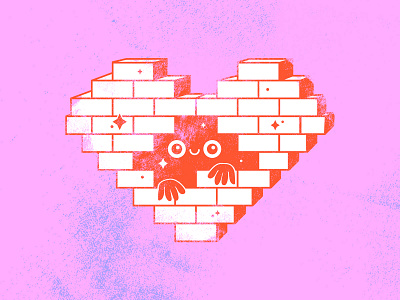 Brick Heart concept creature design flat graphic graphic design grunge heart icon icon design illustration illustrator love minimalistic monochrome printmaking simple texture vector