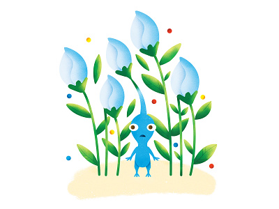 Blue Pikmin alien blue pikmin bright character design concept design flat floral flowers graphic design illustration illustrator nintendo pikmin spring texture tulips vector videogame videogame character