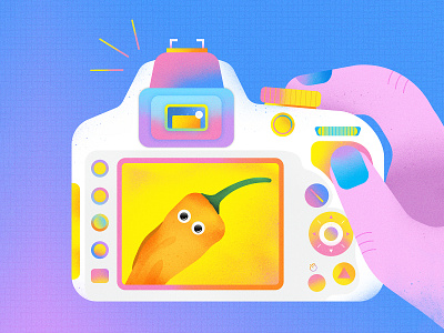 Studio Photography camera colorful concept cute design flat googly eye graphic graphic design hand human illustration pepper person photography simple texture vector vector graphic vegetable
