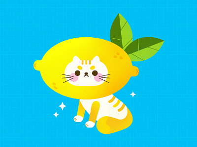 Sour Puss animal illustration bright cat cat illustration cat vector colorful cute cute cat design flat fruit graphic design illustration illustrator lemon lemonade pun simple texture vector