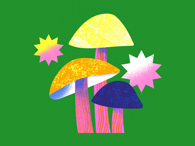 Boss Sweet Mushrooms bright colorful design flat flower illustration graphic design icon illustration illustration art illustrator mushrooms organic plant scene scenery simple texture trippy vector vector graphic