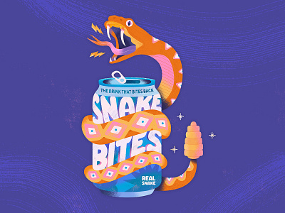 Snake Bite Soda animal illustration bright can design colorful cute drawing fangs flat graphic design icon illustrator mystical art nature print design simple snake illustration soda texture vector graphic