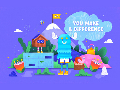 You Make A Difference Mural animal design bright cartoon character design colorful design drawing flat graphic design illustration illustrator mural print design scenery simple texture vector vector graphic vector illustration