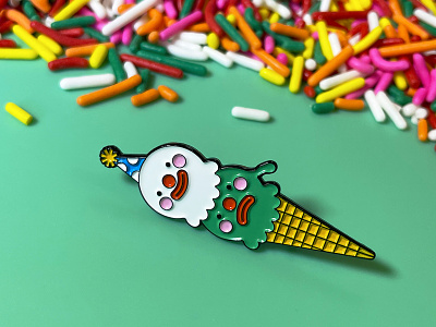 Happy/Sad Ice Cream Enamel Pin character character design colorful cute design enamel enamel pin enamelpins ice cream illustration illustrator logo pin pins product product design snack texture treat vector