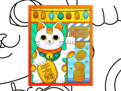 Peachtober 11: Gold cat coins colorful cute design flat good luck graphic graphic design illustration illustrator japanese culture layout design lineart lucky cat maneki neko money texture vector vector graphic