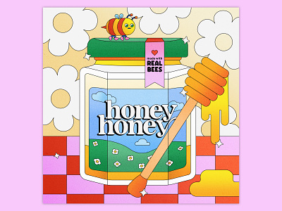 Peachtober 12: Honey bee character design colorful container cute design flat food graphic design honey honey jar illustration illustrator jar line vector linework product layout texture vector vector graphic