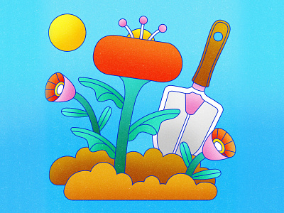 Peachtober 27: Spade colorful design digging flat florals flower garden graphic design illustration illustrator line vector planting plants shovel simple spade sprout texture vector vector graphic