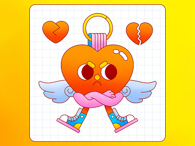 Heartbreaker angry character design colorful cupid cute cute character design flat graphic design heart heartbreak illustration illustrator love texture valentines day vector vector graphic wings