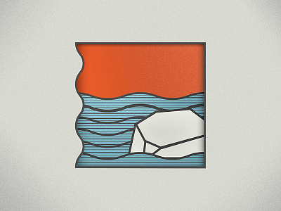 Land&Sea badge colorful contrast design illustration illustrator interesting lockup logo ocean outside red white and blue river rock sea stream texture vector weird window