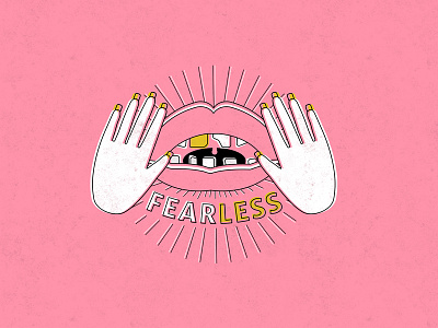 Fearless design fearless feminism feminist graphic graphic design hands illustration illustrator lockup monochromatic mouth nails scream shouting typography vector vintage yelling you go girl
