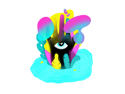 CMYK bright cartoon cmyk colorful concept design doodle eye forest gradient hand lake nature outside plantlife procreate trippy vector water waving